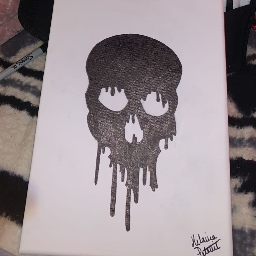 Black Skull Abstract Canvas Art